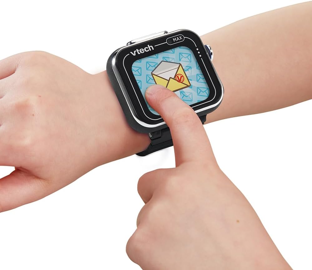 VTech - KidiZoom SmartWatch Max Noire, Montre Digitale Enfant, Photo, Selfie, Vidéo, Écran Tactile Horizontal, Jouet High-Tech, Cadeau Enfant et Ado de 5 Ans à 14 Ans - Contenu en Français